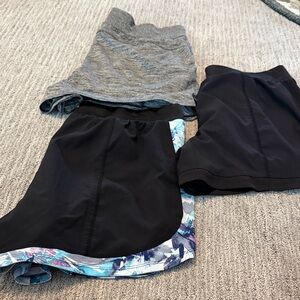 Gray and Black Women Athletic Shorts Set